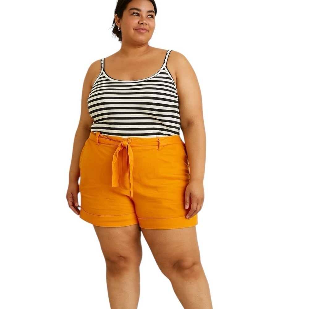 NWT 22/24 Lane Bryant Orange Linen Blend Cuffed Shorts